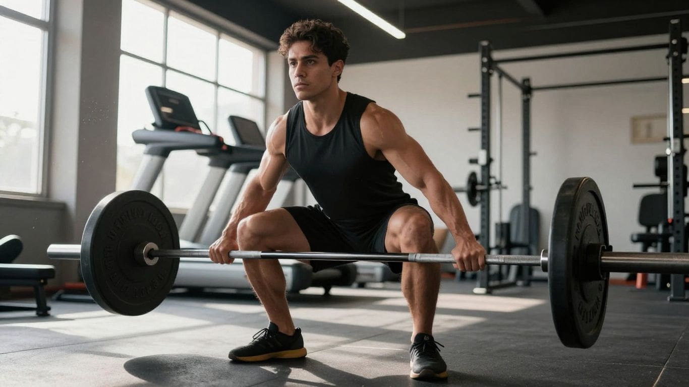 man in black tank top lifting barbell in gym