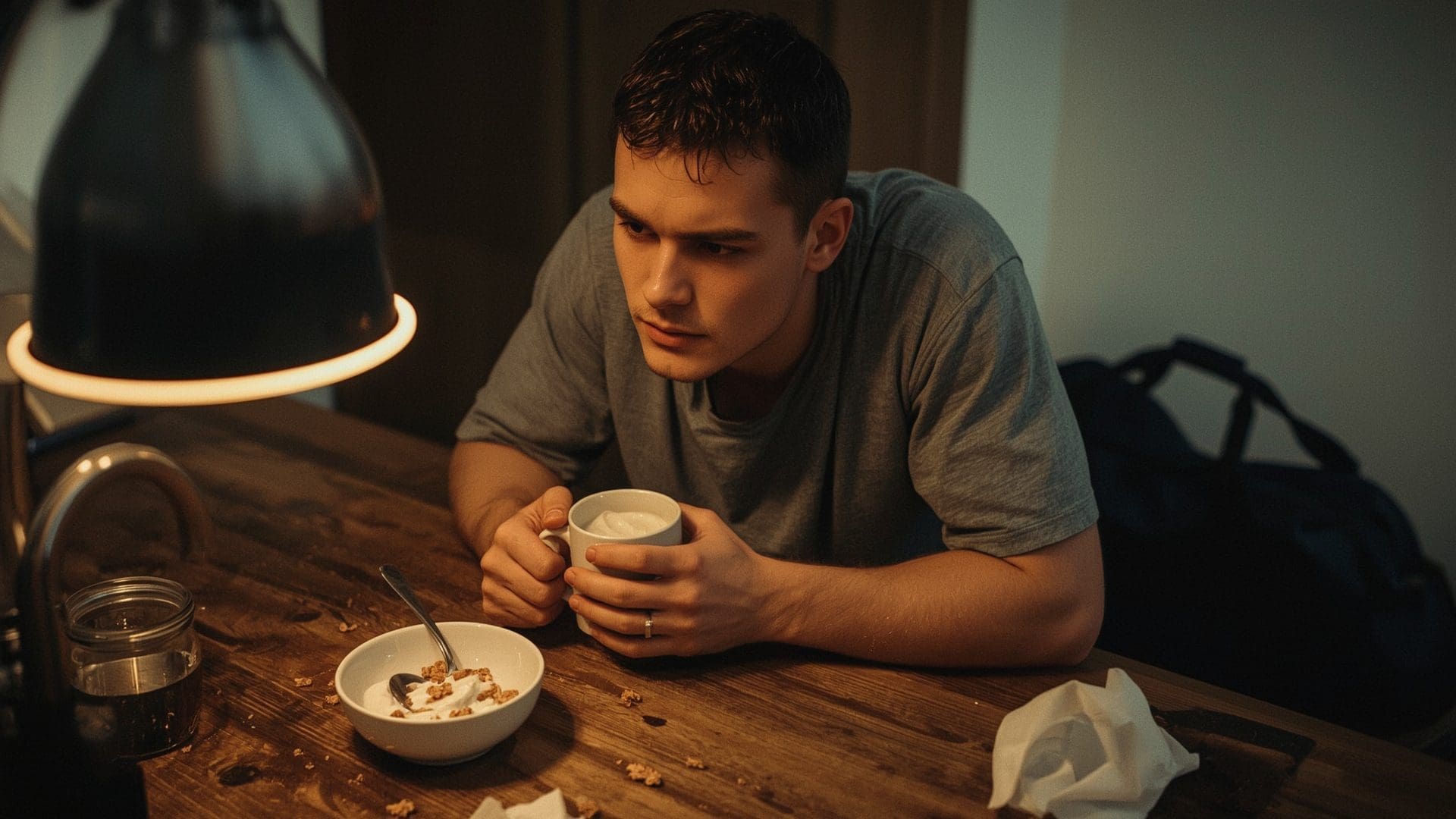 Athlete eating protein meal after gym workout for muscle recovery and growth