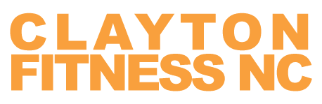 orange text logo clayton fitness nc on white background